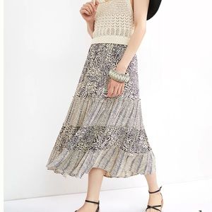 Anthropologie Beachgold Leopard Tiered Midi Skirt Size Small